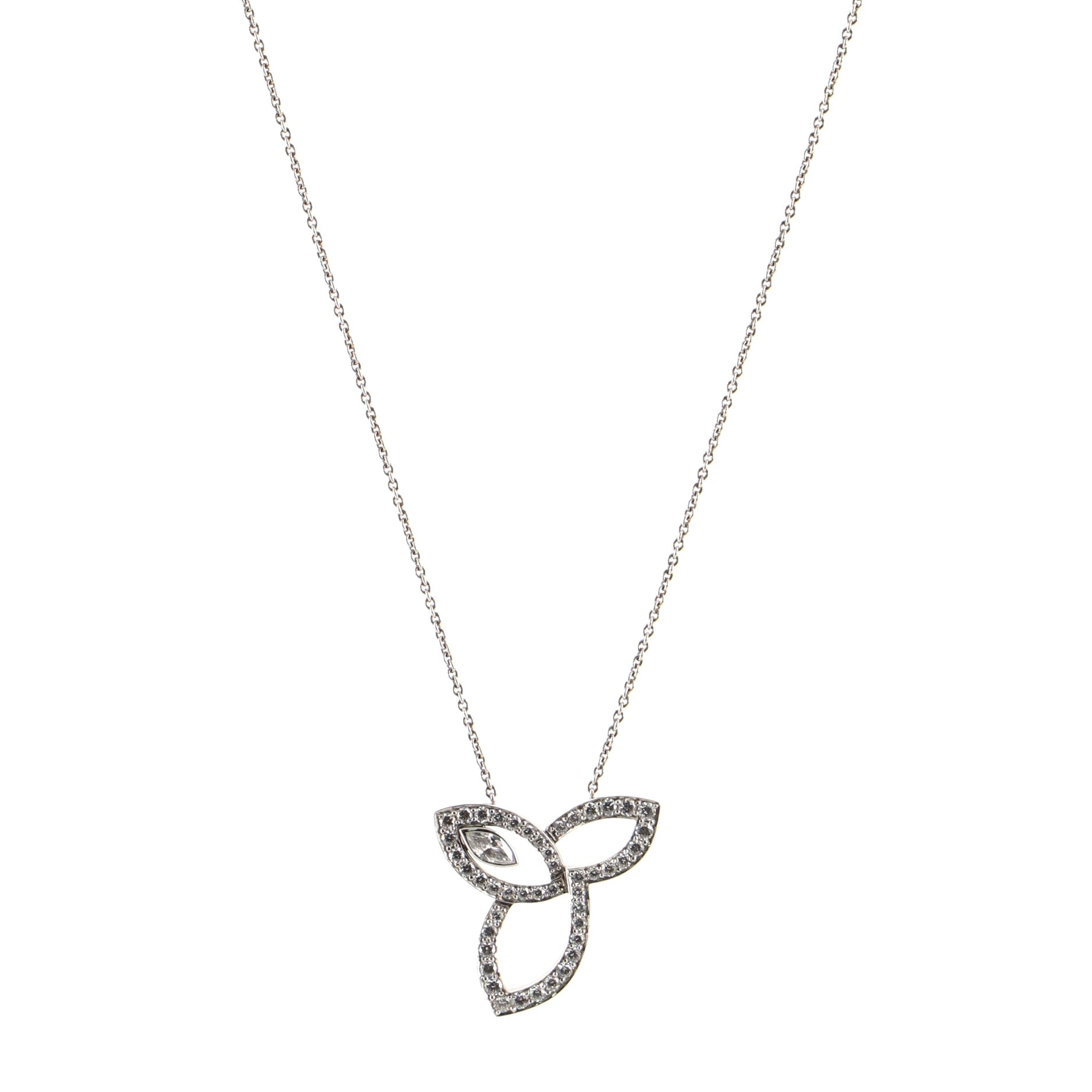 Lily Cluster Pendant Necklace Platinum with Diamonds .68CT