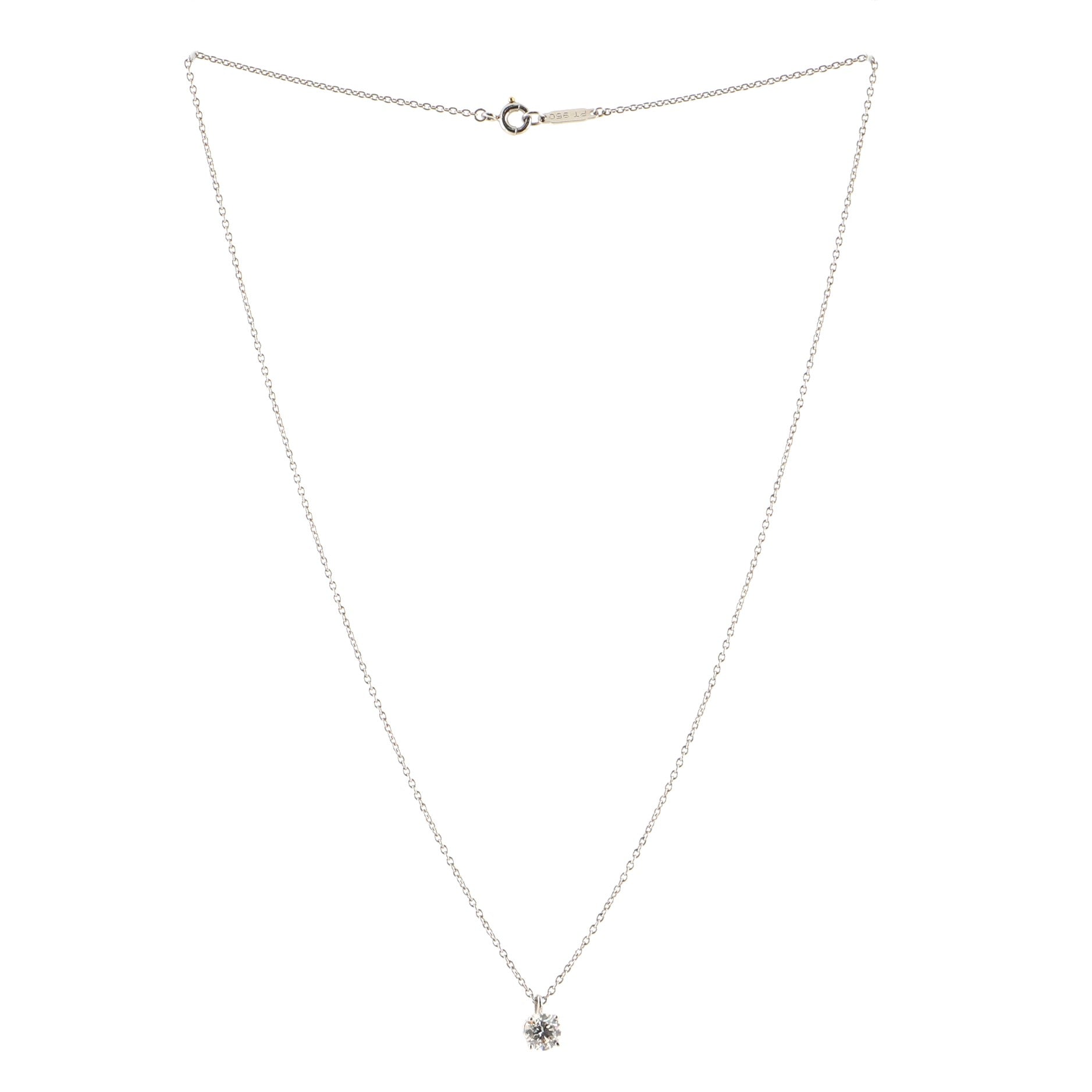 Solitaire Pendant Necklace Platinum with Diamond .56CT
