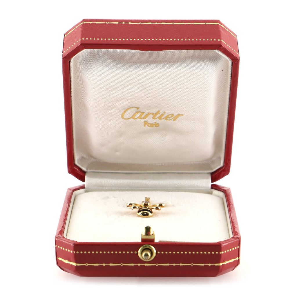 Bumble Bee Charm Necklace 18K Yellow Gold with Diamond and Enamel