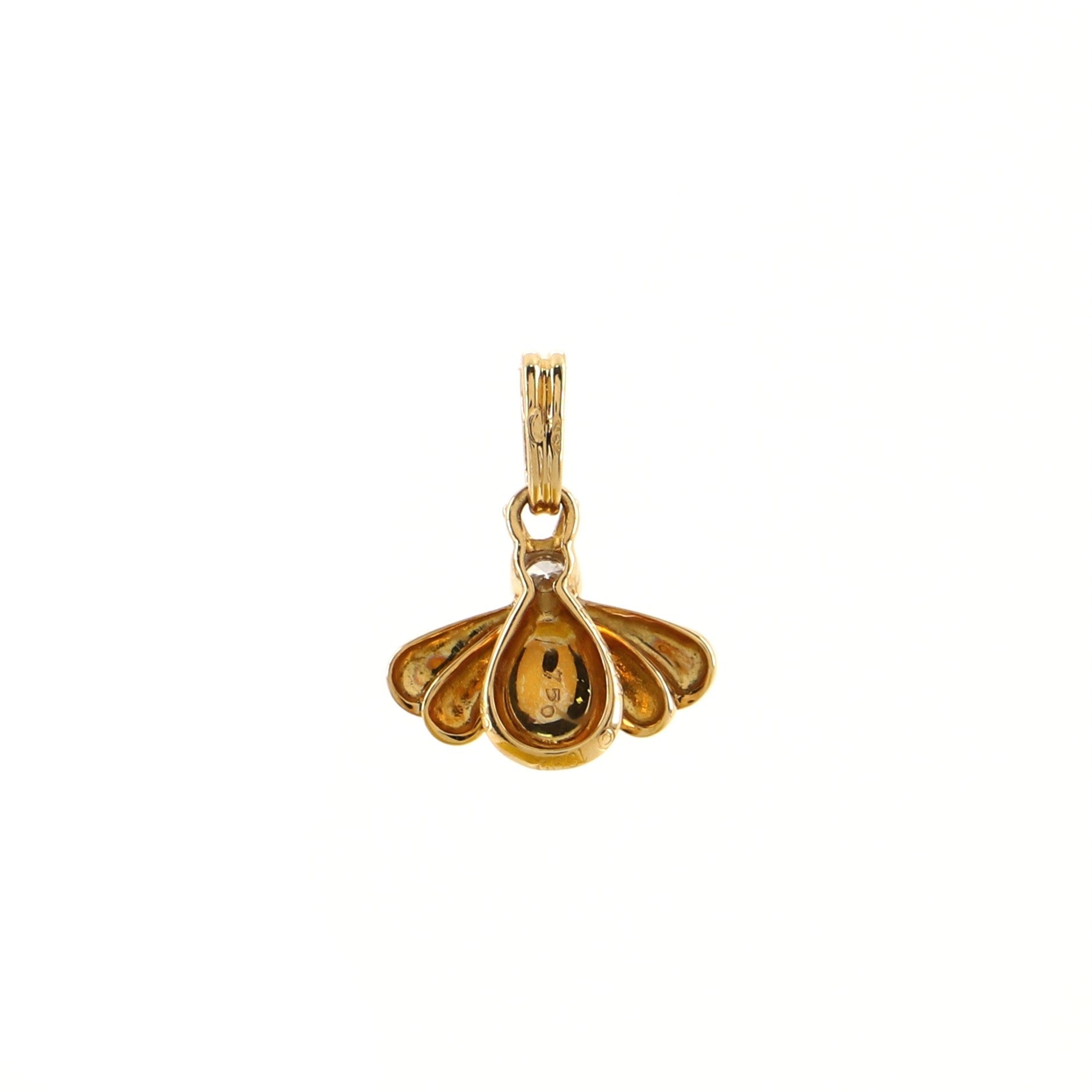 Bumble Bee Charm Necklace 18K Yellow Gold with Diamond and Enamel