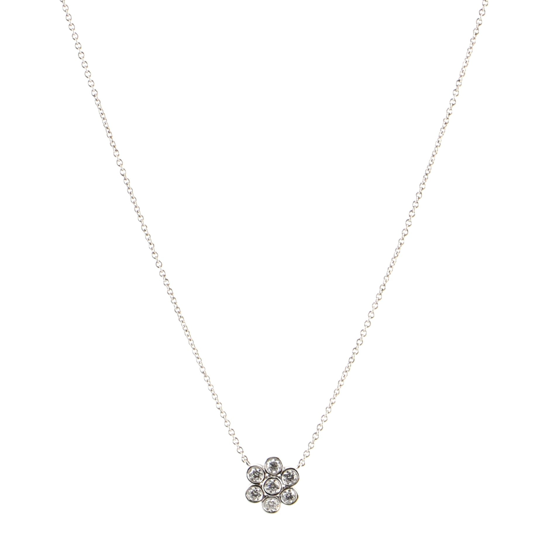 Garden Flower Pendant Necklace Platinum and Diamonds