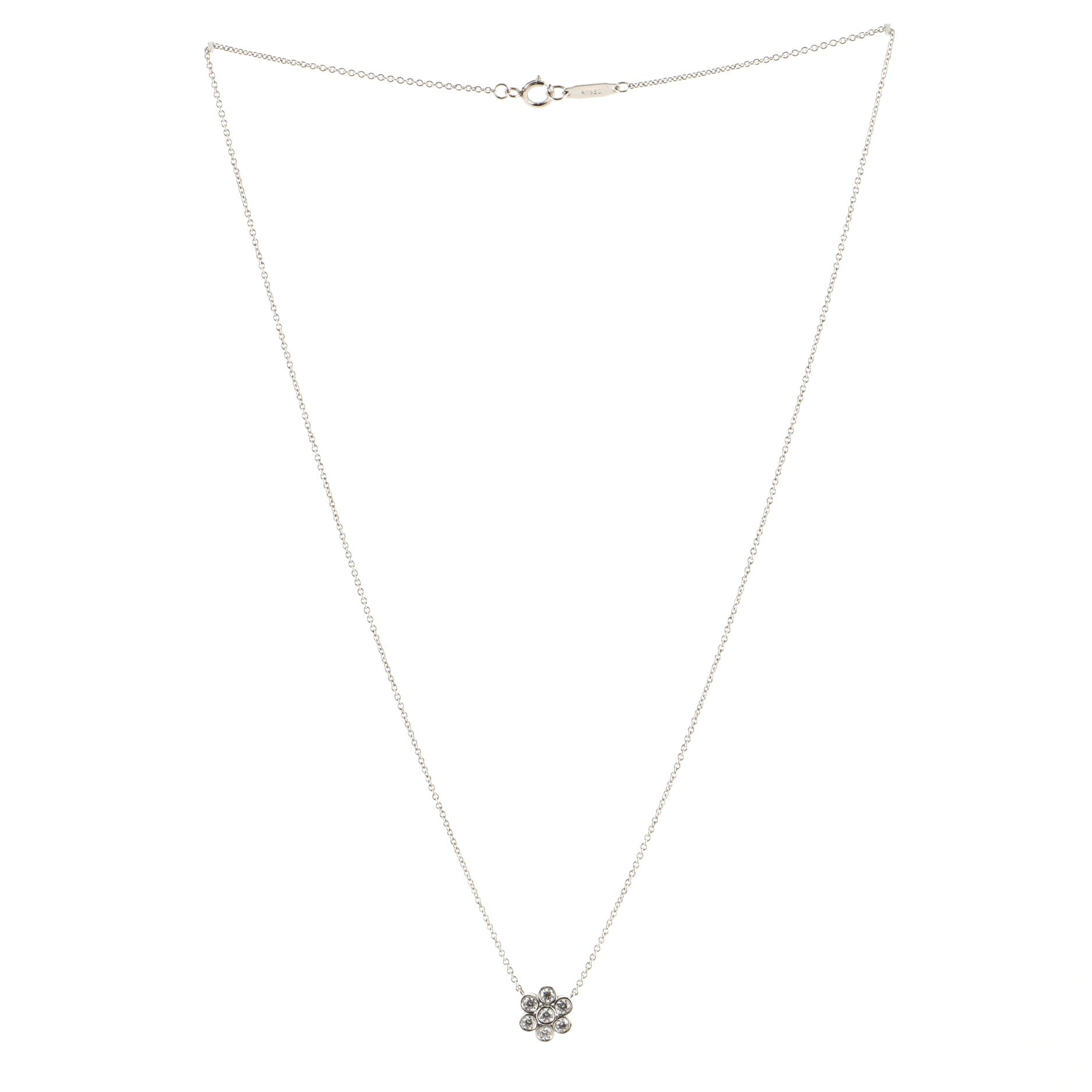 Garden Flower Pendant Necklace Platinum and Diamonds