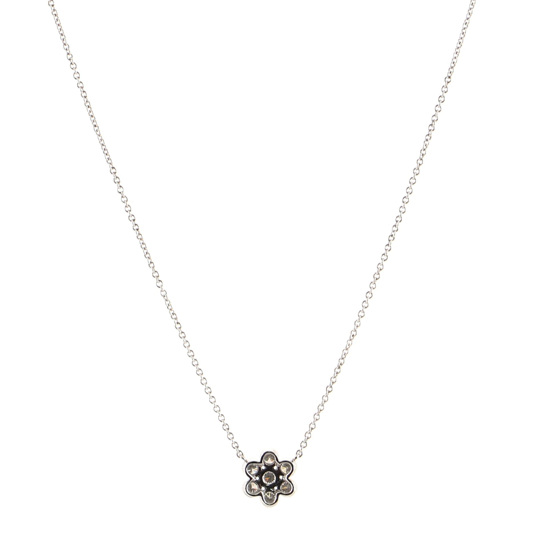 Garden Flower Pendant Necklace Platinum and Diamonds