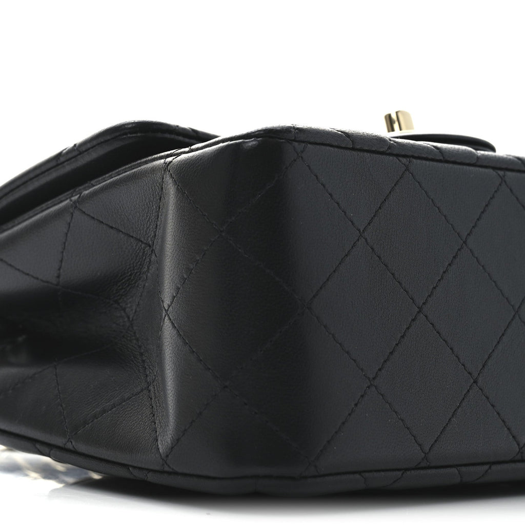 Lambskin Quilted Mini Square Flap Black