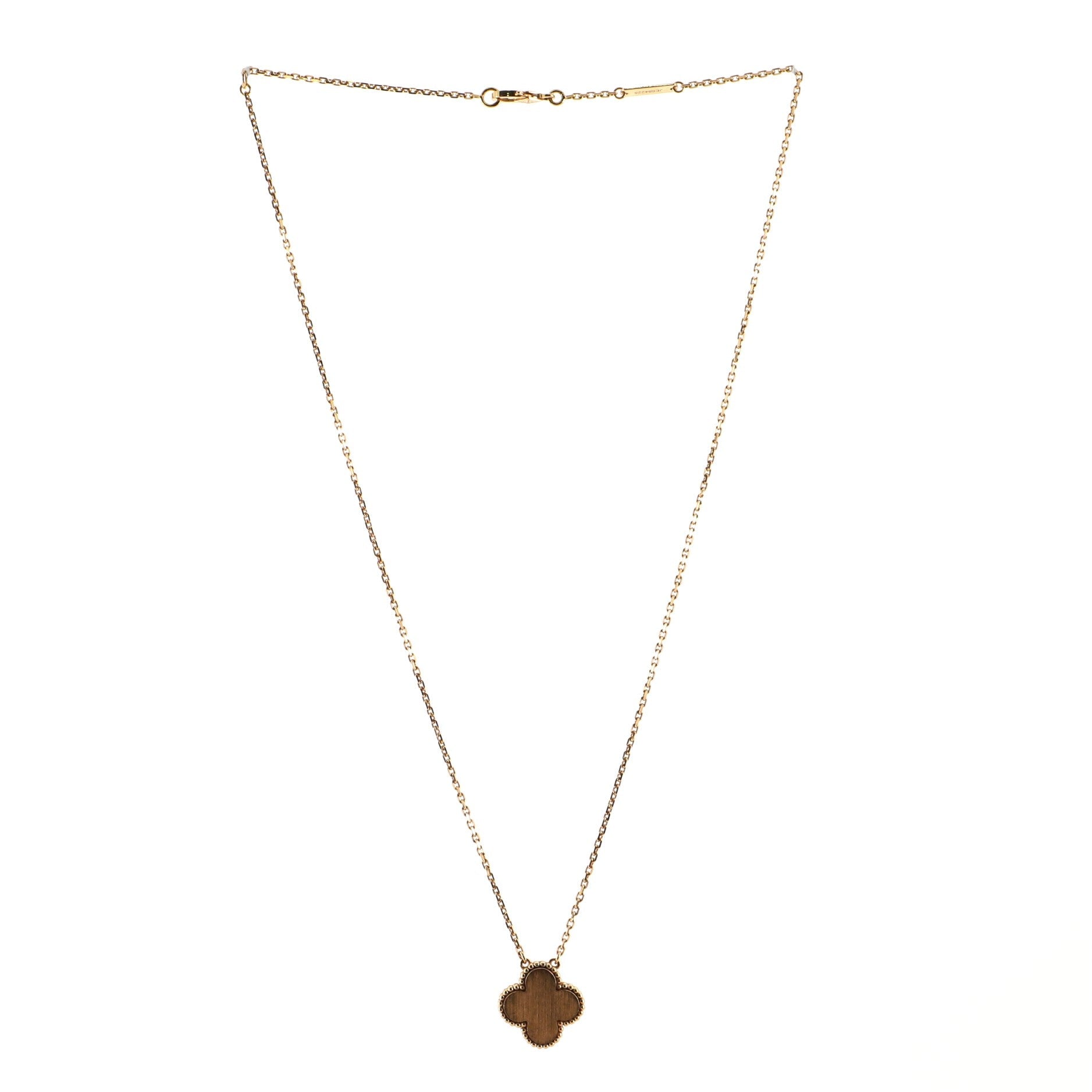 Vintage Alhambra Pendant Necklace 18K Rose Gold and Onyx with Diamond