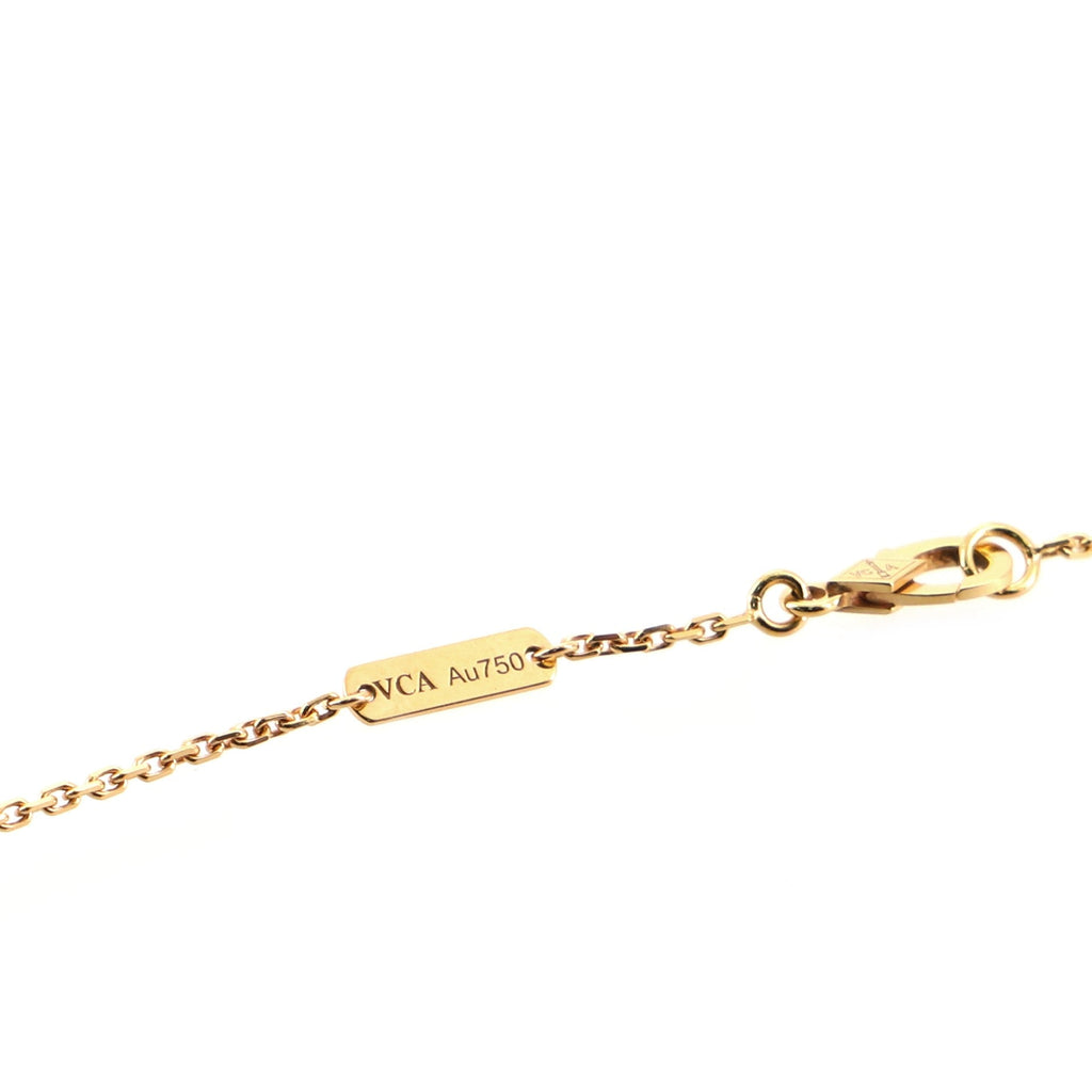 Vintage Alhambra Pendant Necklace 18K Rose Gold and Onyx with Diamond