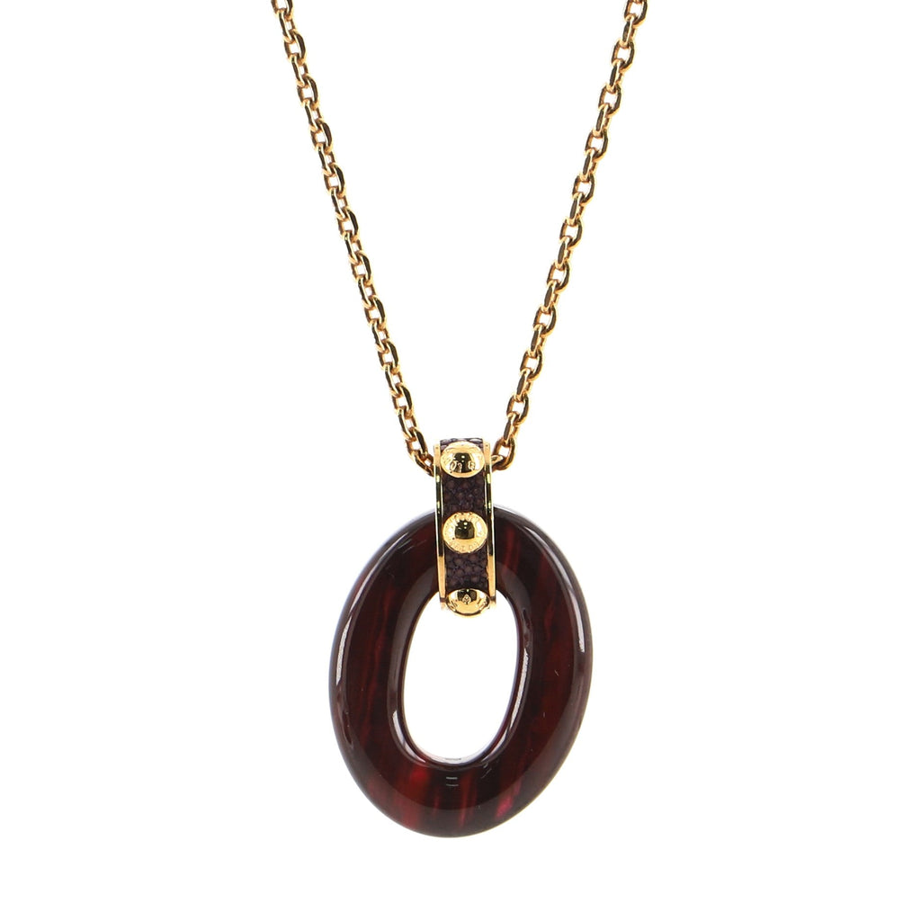 Gimme a Clue Pendent Necklace Metal and Resin with Leather