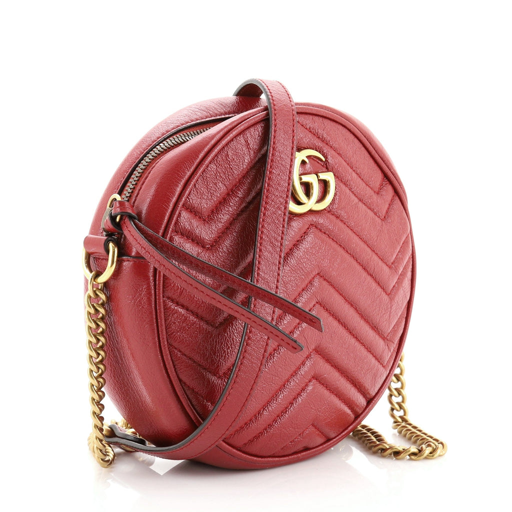 GG Marmont Round Shoulder Bag Matelasse Leather Mini