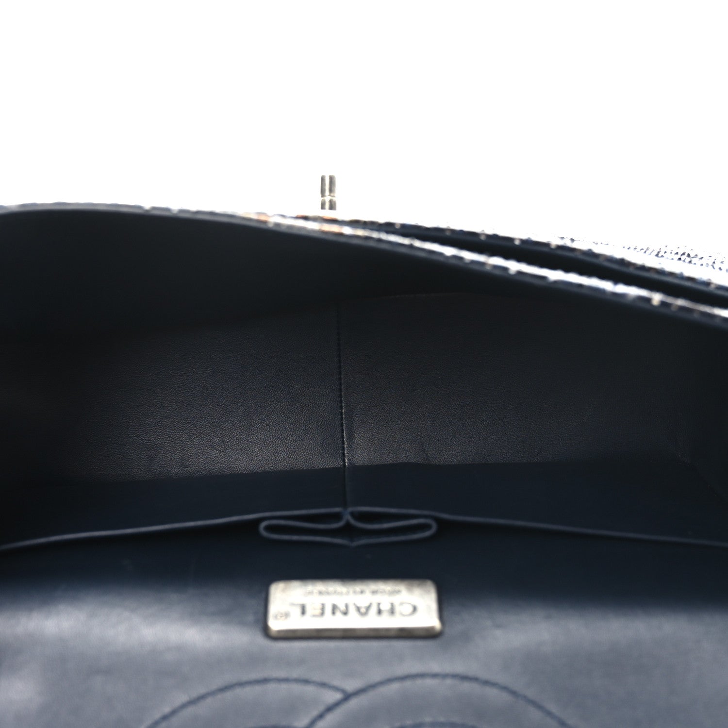 Metallic Snakeskin Jumbo Double Flap Blue