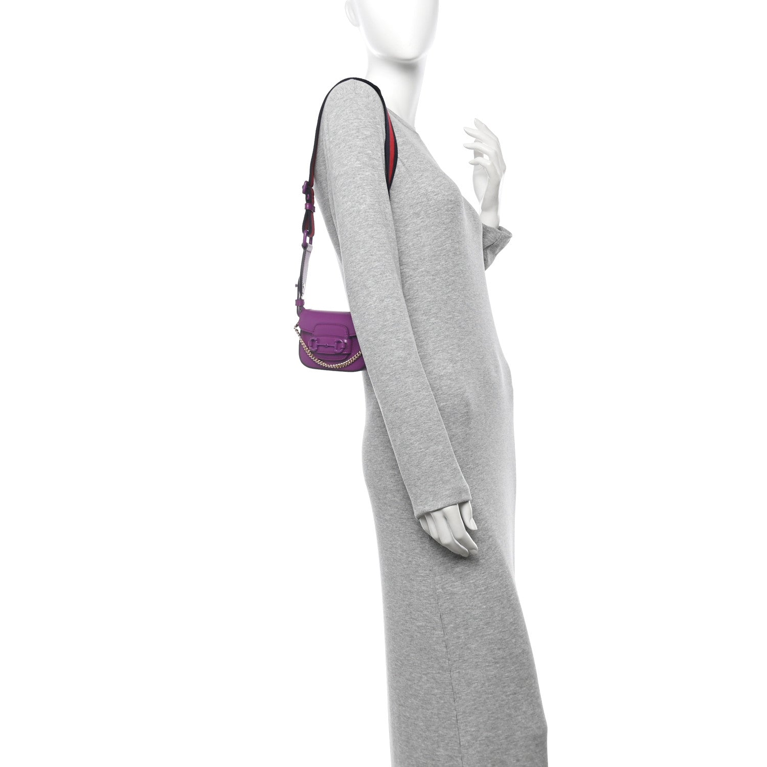 Azalea Calfskin Web Monochrome Horsebit 1955 Wallet On Strap Purple