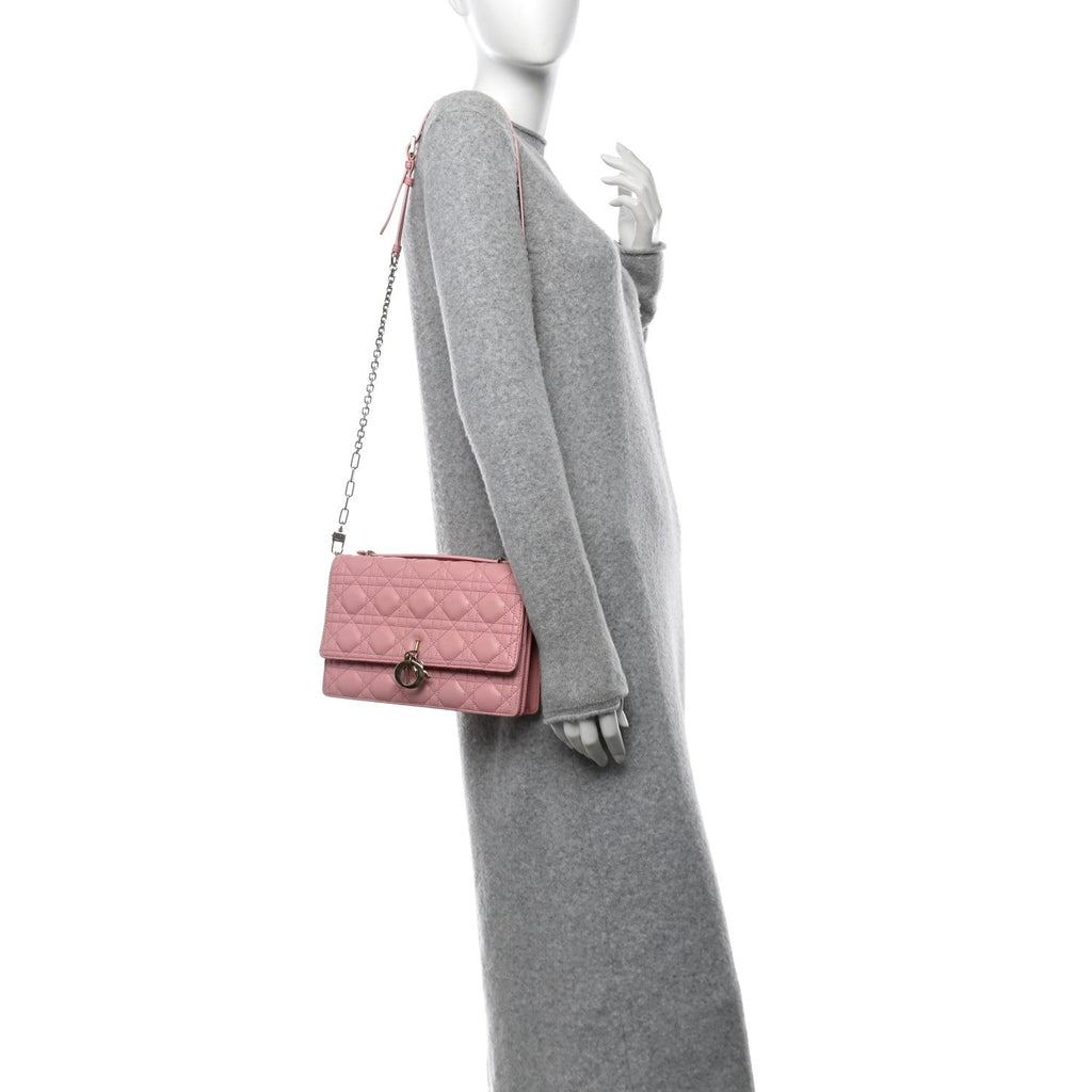 Lambskin Cannage My Dior Top Handle Bag Old Rose