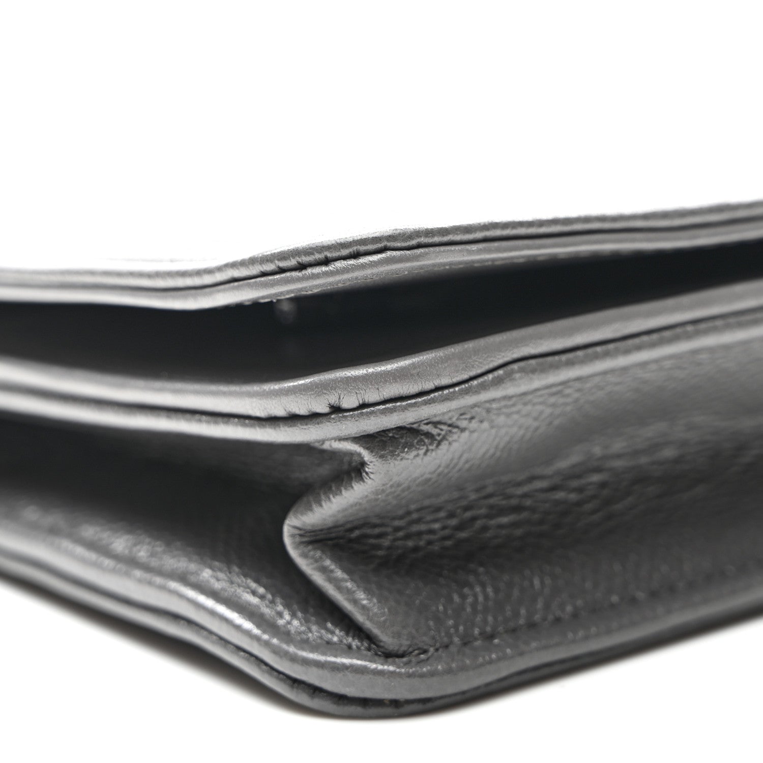 Caviar Quilted Boy Wallet On Chain WOC Grey