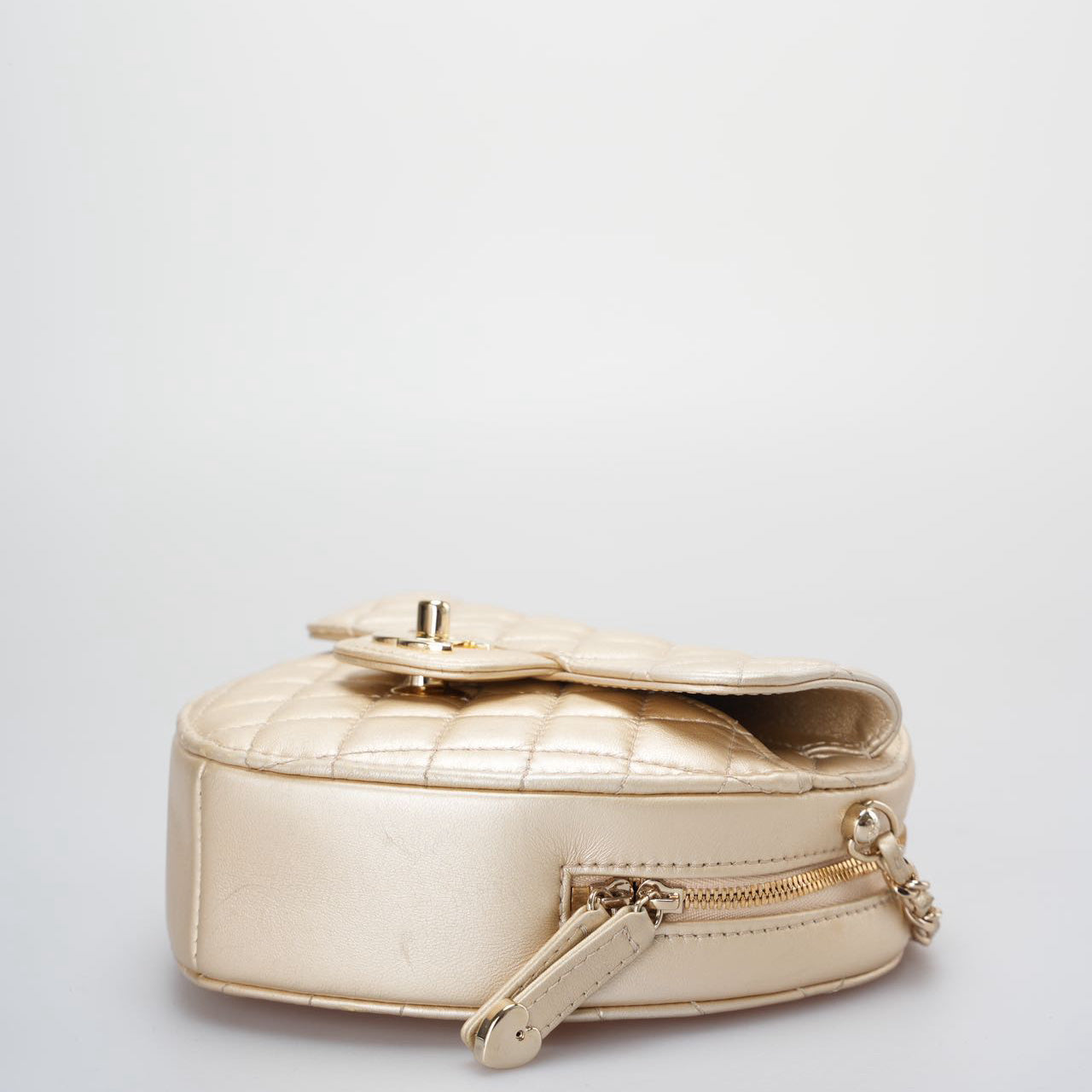Chanel Champagne Gold Big Heart Bag in Love Heart Clutch Large Size