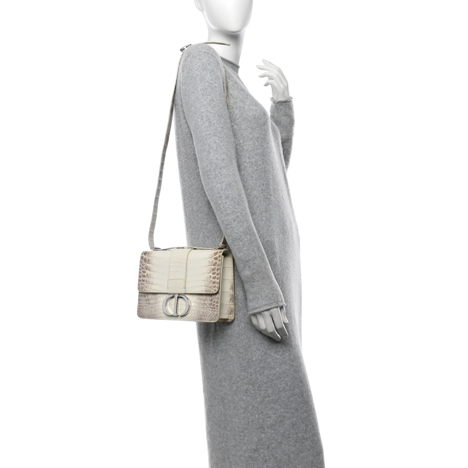 Niloticus Crocodile Himalaya 30 Montaigne Flap Bag Latte