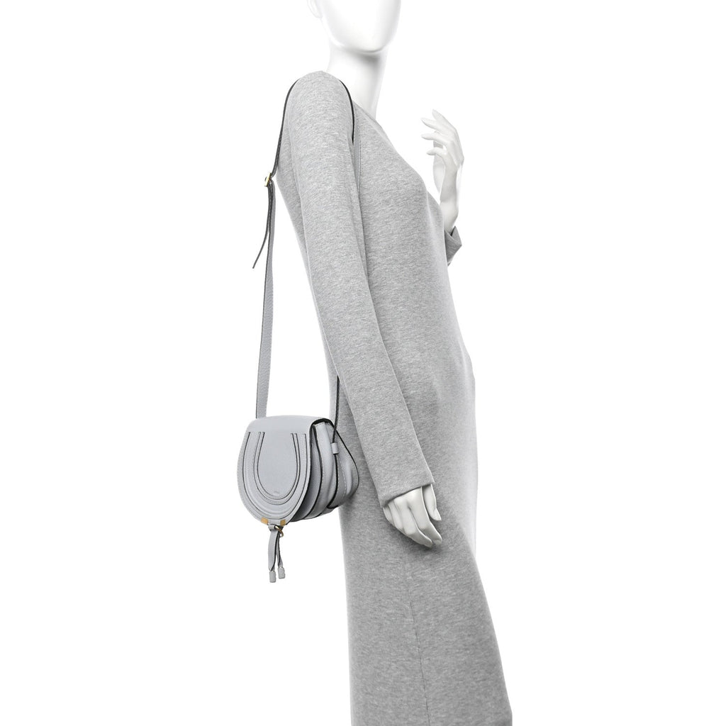 Calfskin Mini Marcie Round Crossbody Bag Faded Blue
