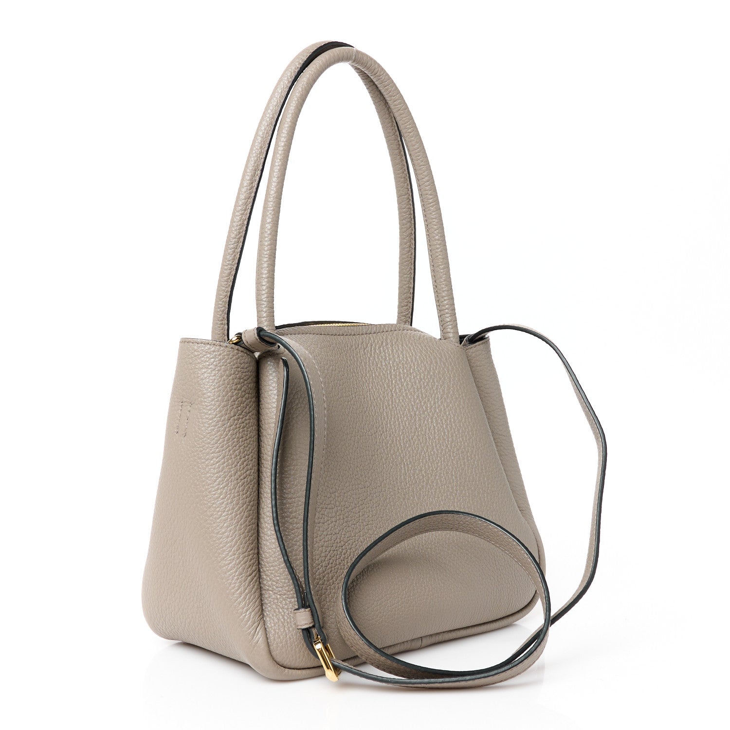 Vitello Daino Soft Mini Zippered Top Handle Bag Argilla