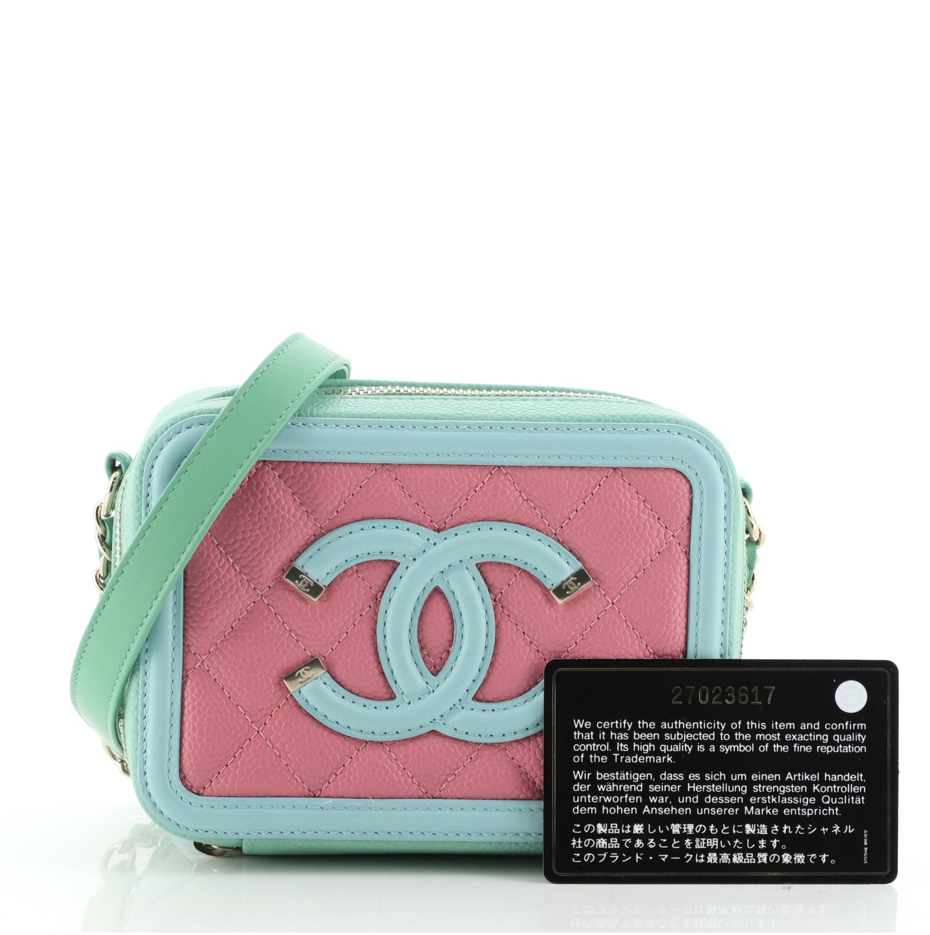 Filigree Vanity Clutch with Chain Quilted Caviar Mini