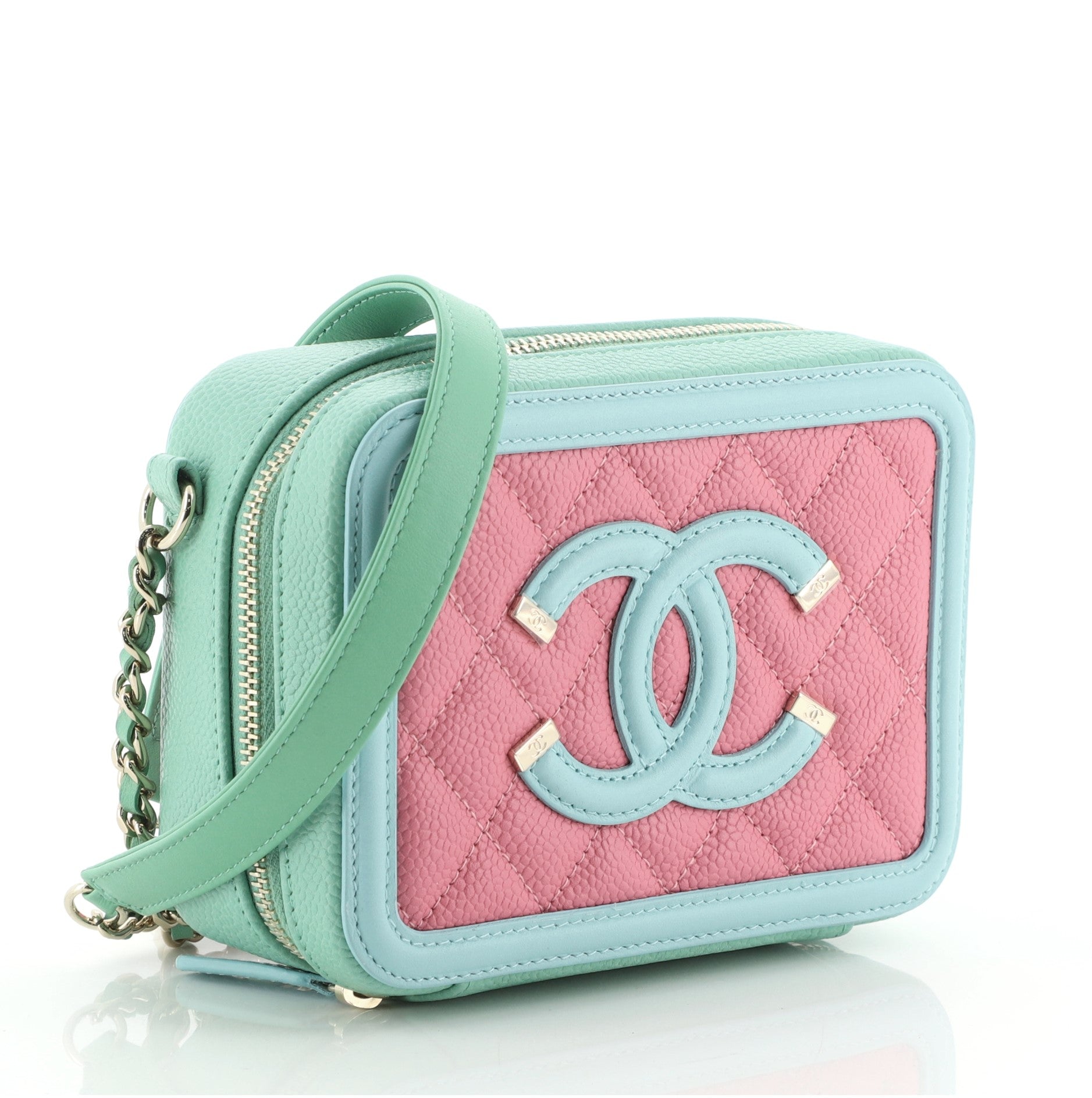 Filigree Vanity Clutch with Chain Quilted Caviar Mini