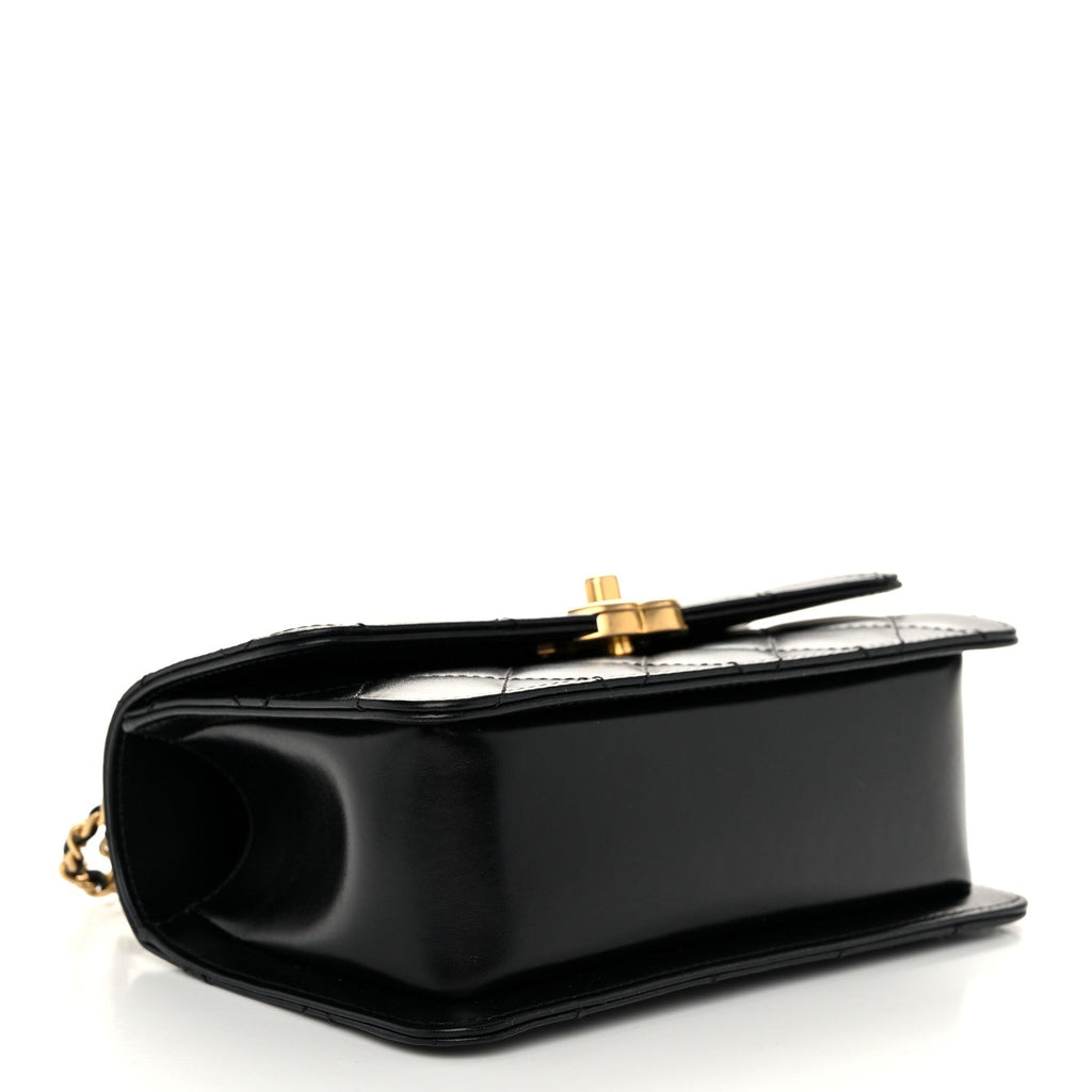 Calfskin Quilted Mini Perfect Fit Flap Black