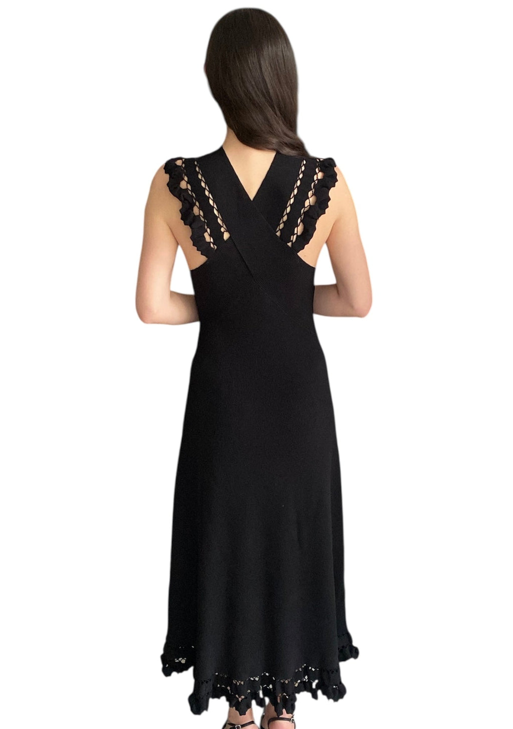 Ulla Johnson Black Fiora Knit Ribbed Gown - M / L