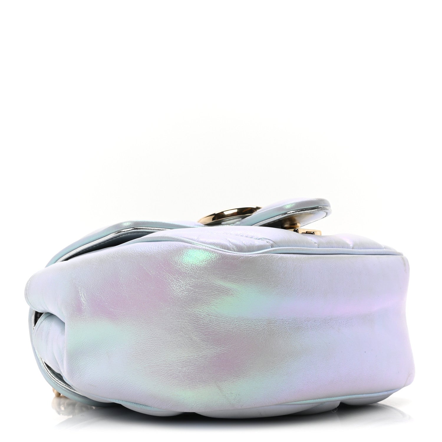 Iridescent Nappa Chevron Matelasse Mini GG Marmont Shoulder Bag Iridescent Snow Light Blue