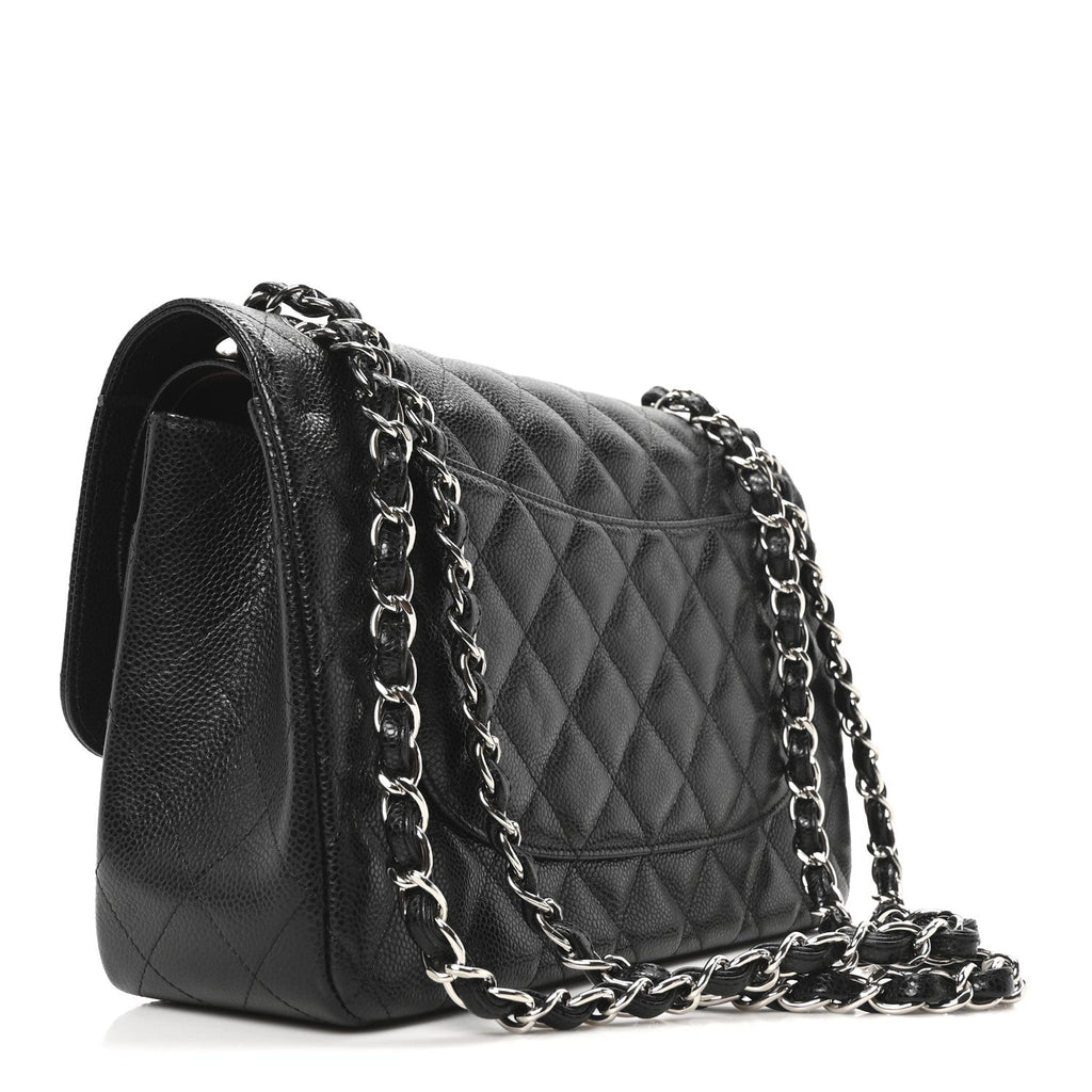 Caviar Quilted Jumbo Double Flap Black