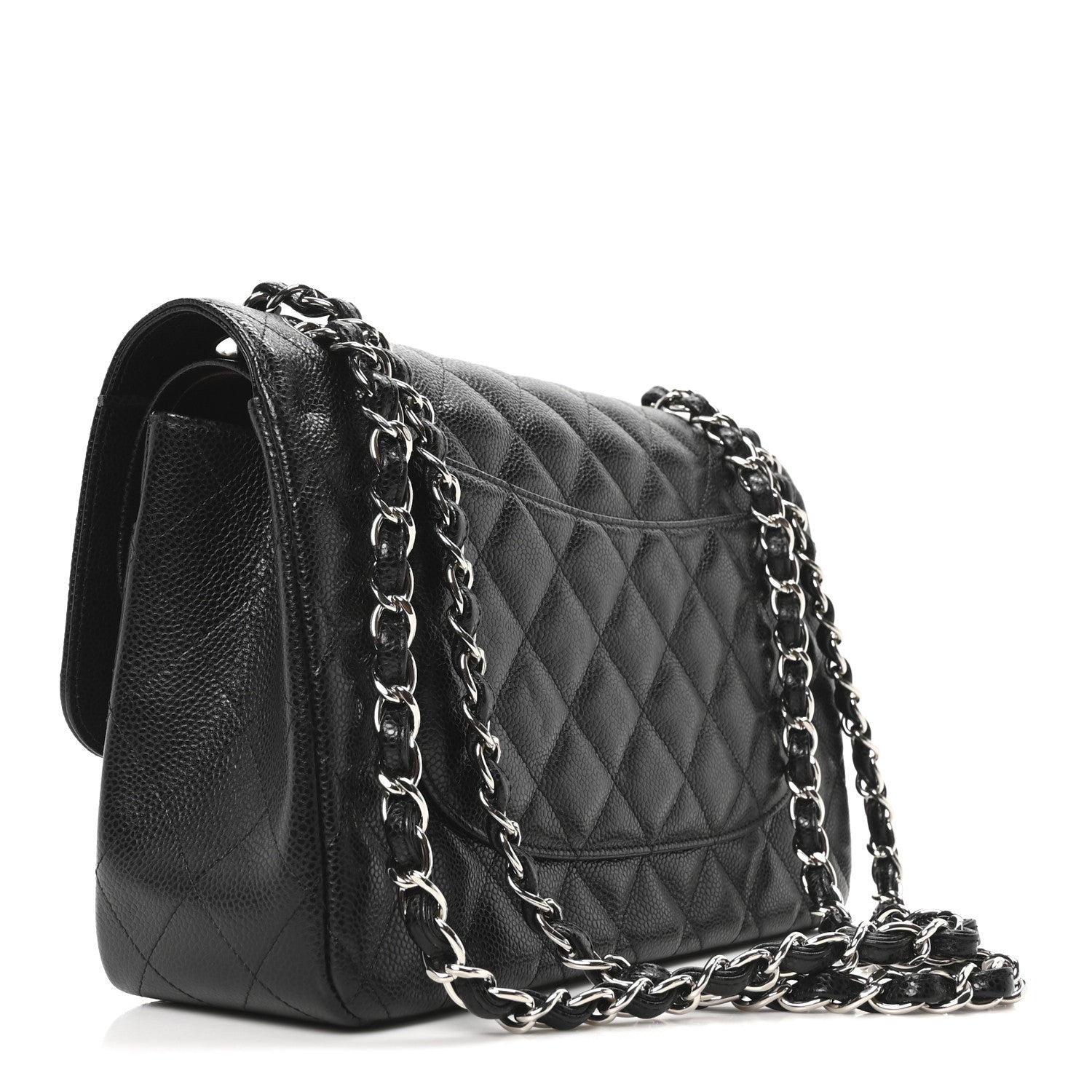 Caviar Quilted Jumbo Double Flap Black