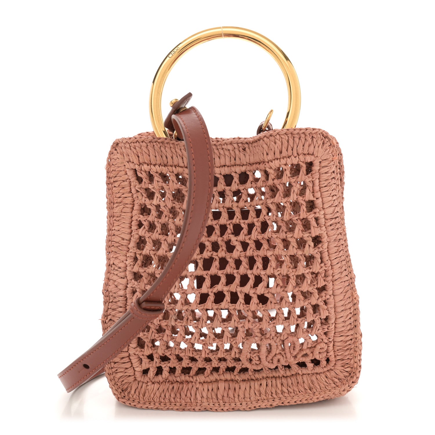 Raffia Calfskin Mini Summer Banana Tote Summery Beige