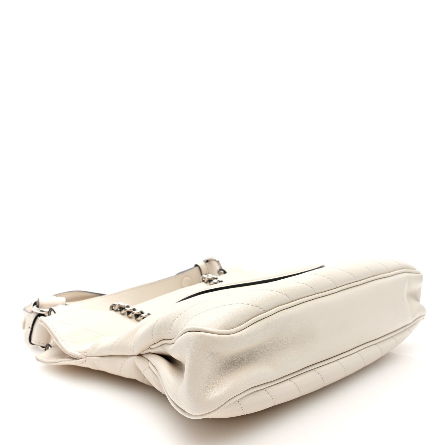 Sakai Be Green Calfskin Diagonal Stitched Small Blondie Tote Mystic White