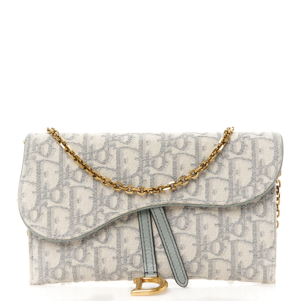 Oblique Saddle Chain Long Wallet Grey
