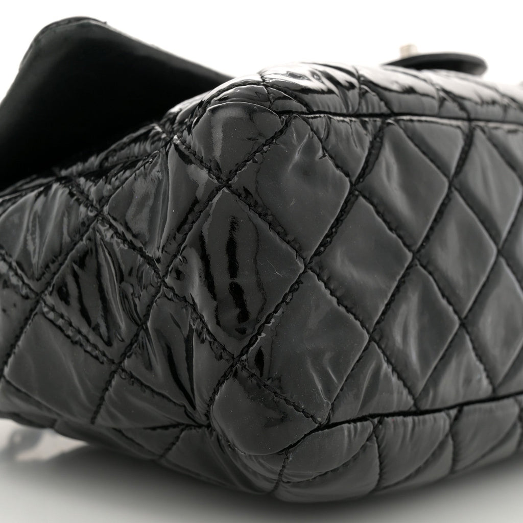 Patent Quilted Jumbo Single Flap Black