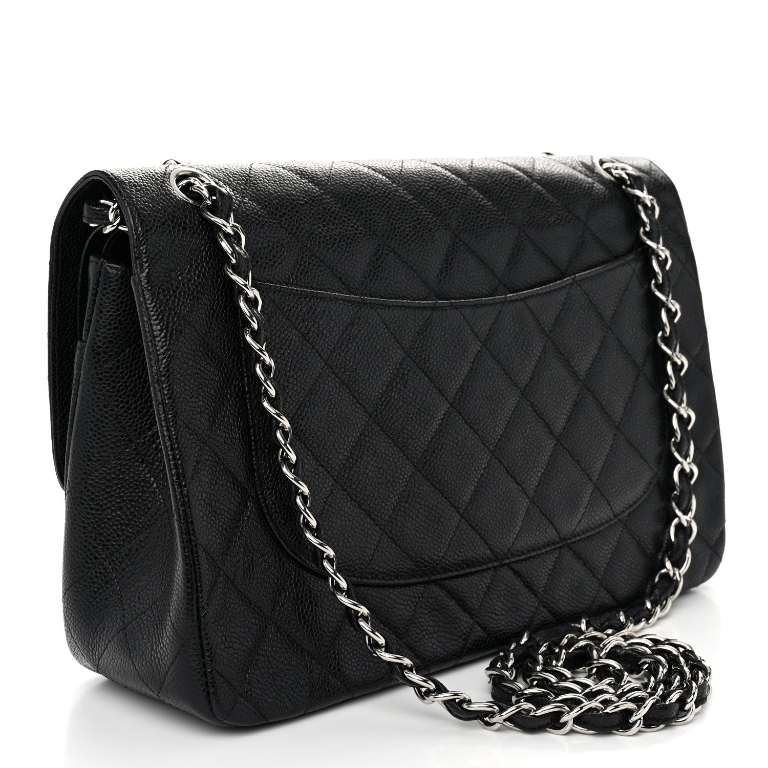 Caviar Quilted Jumbo Double Flap Black