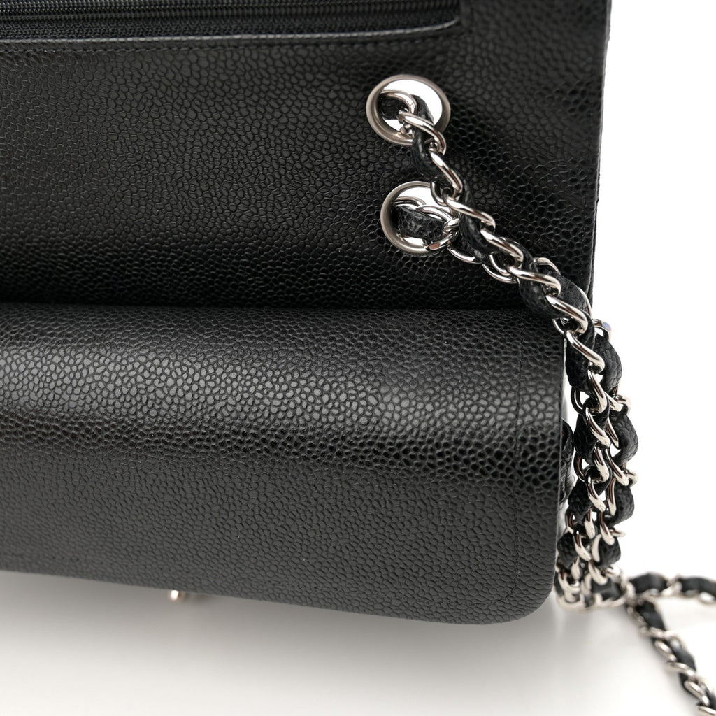 Caviar Quilted Medium Double Flap Black