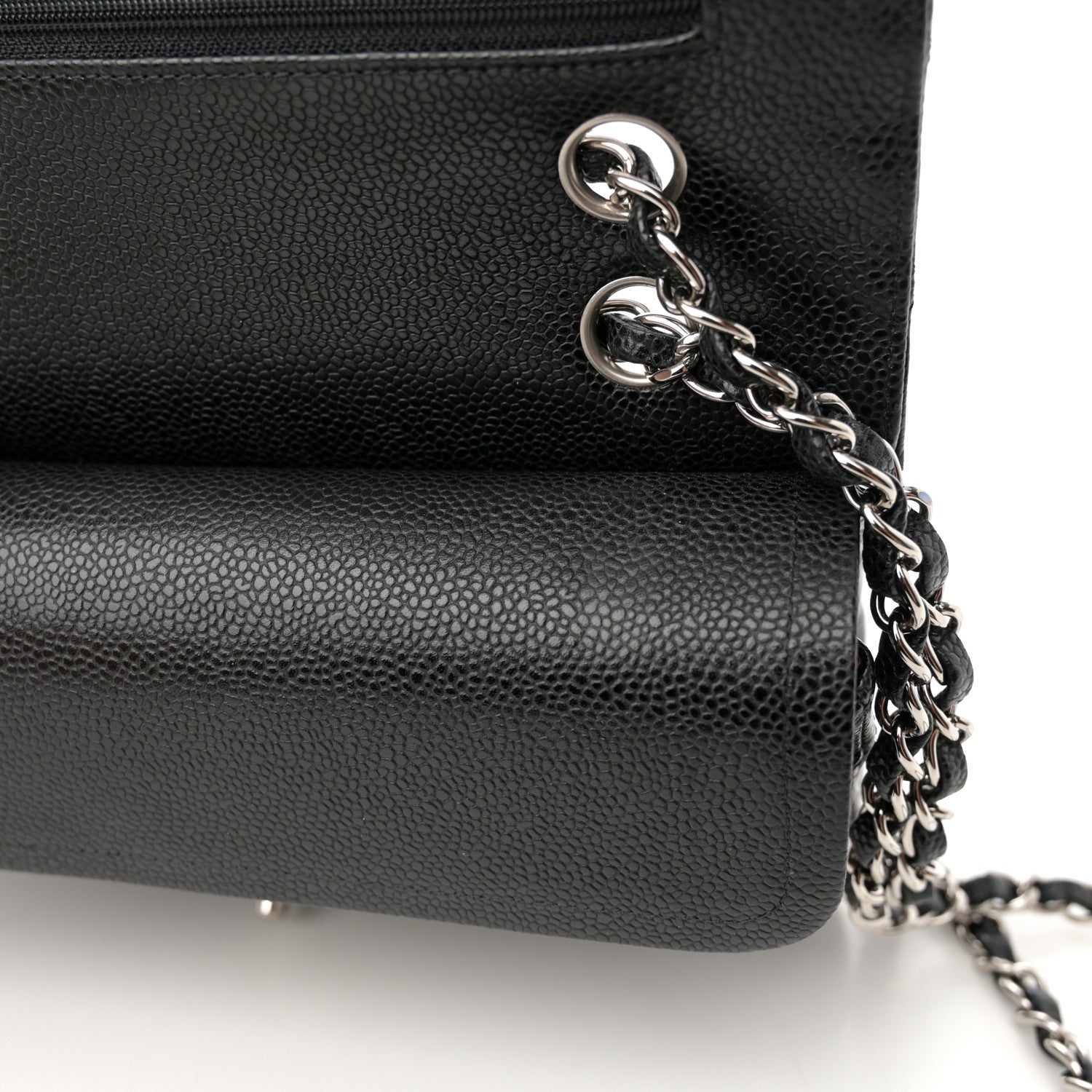 Caviar Quilted Medium Double Flap Black