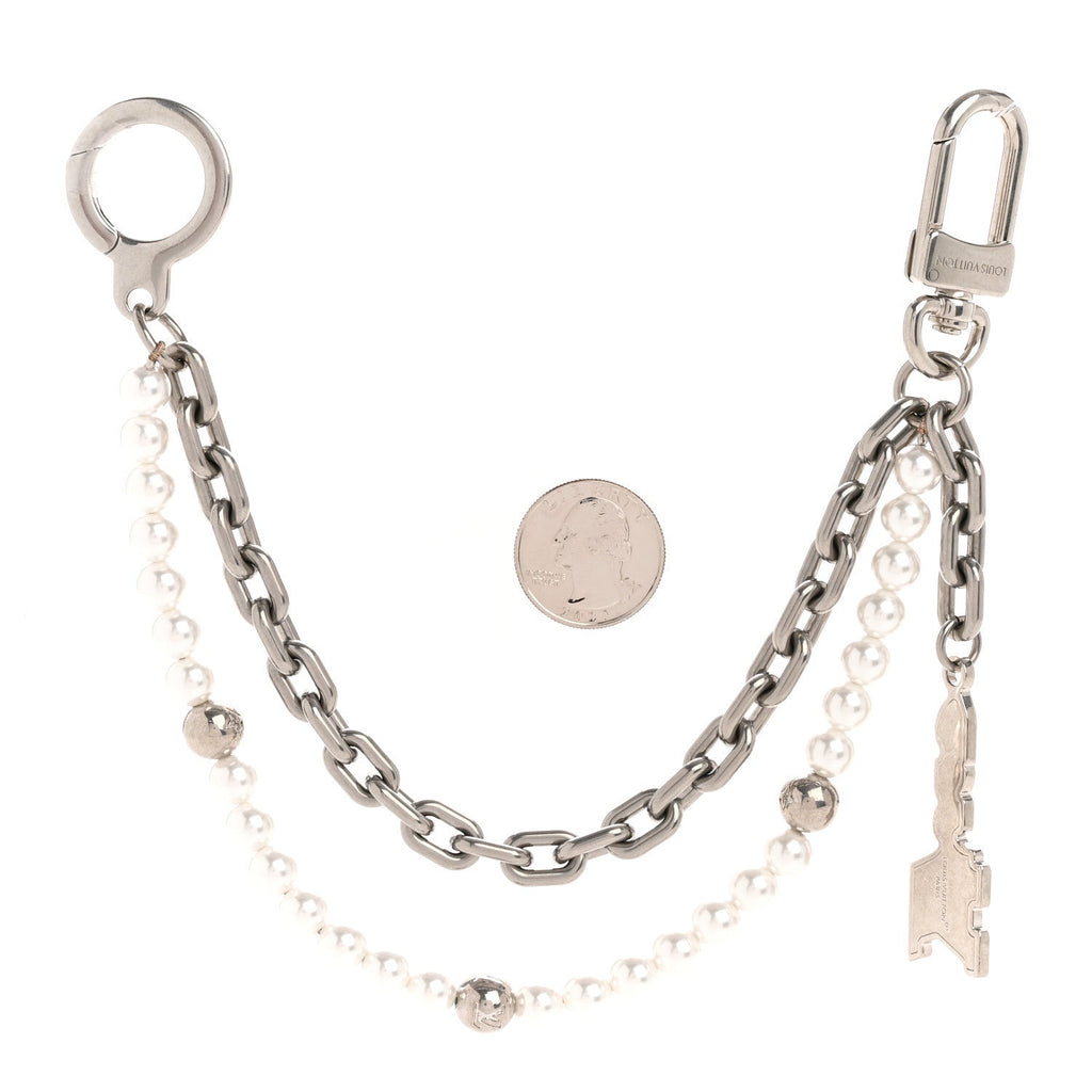 Metal Pearls Mini Chain Belt Bag Charm Silver