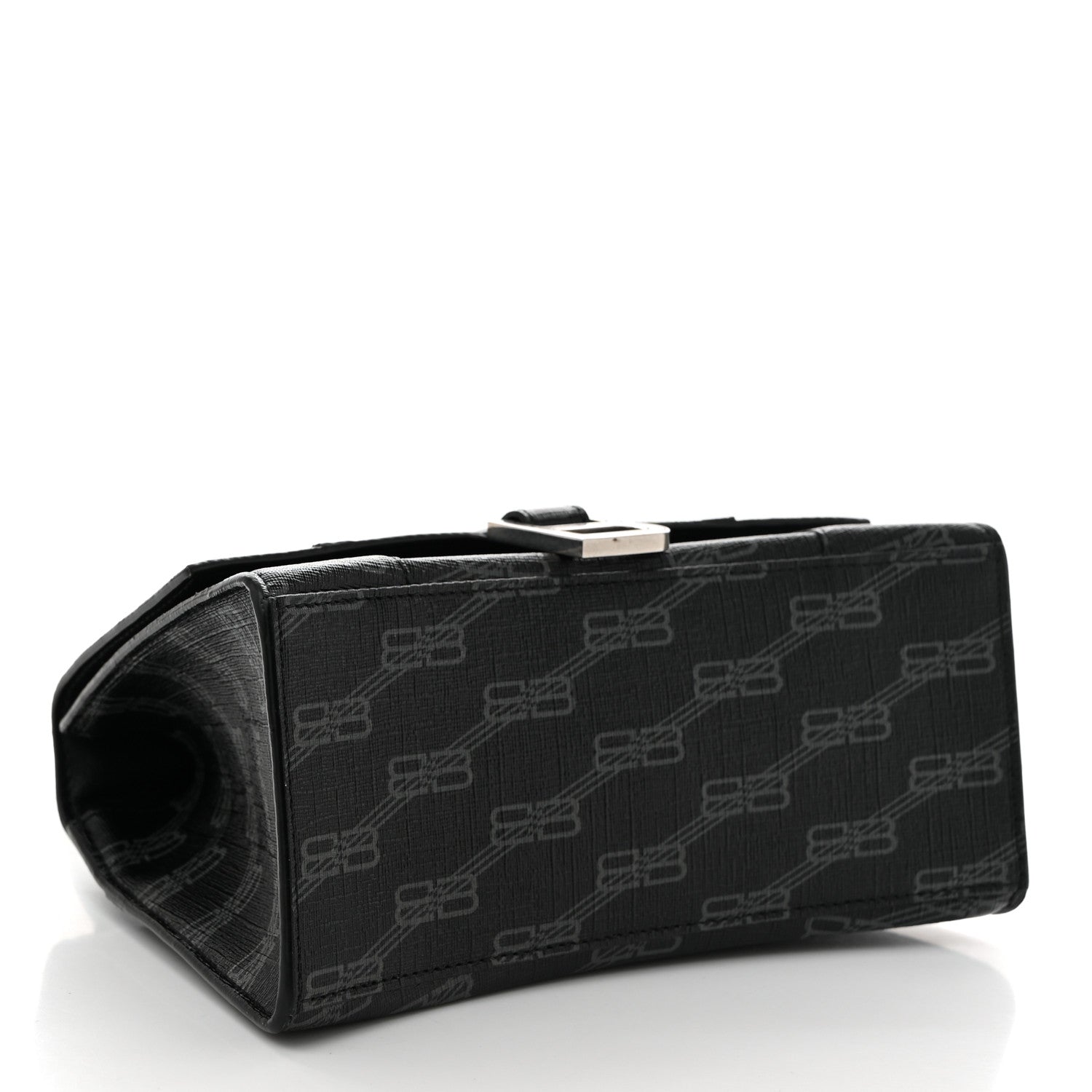 Coated Canvas BB Monogram Small Hourglass Top Handle Bag Black Grey