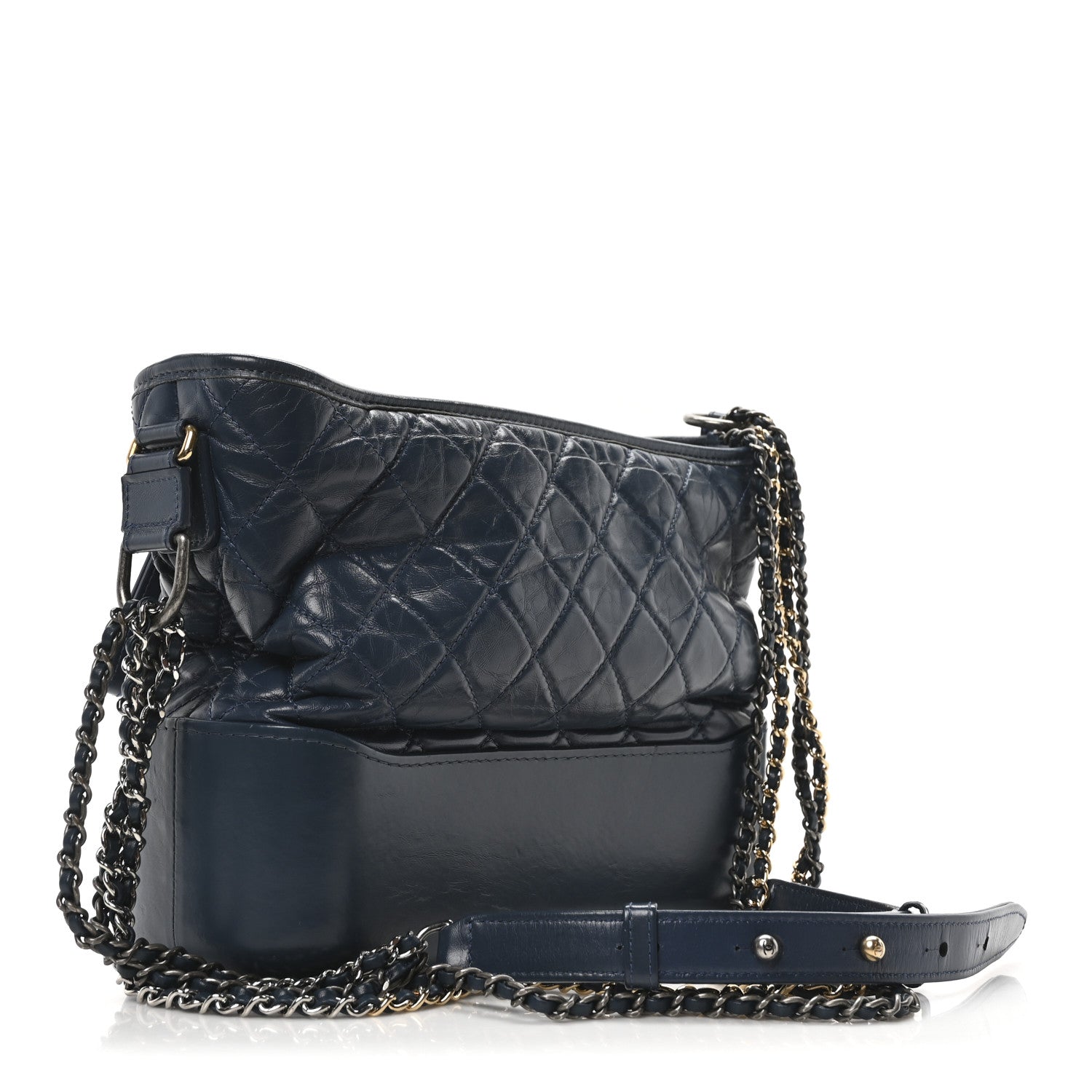 Patent Goatskin Quilted Medium Gabrielle Hobo Blue