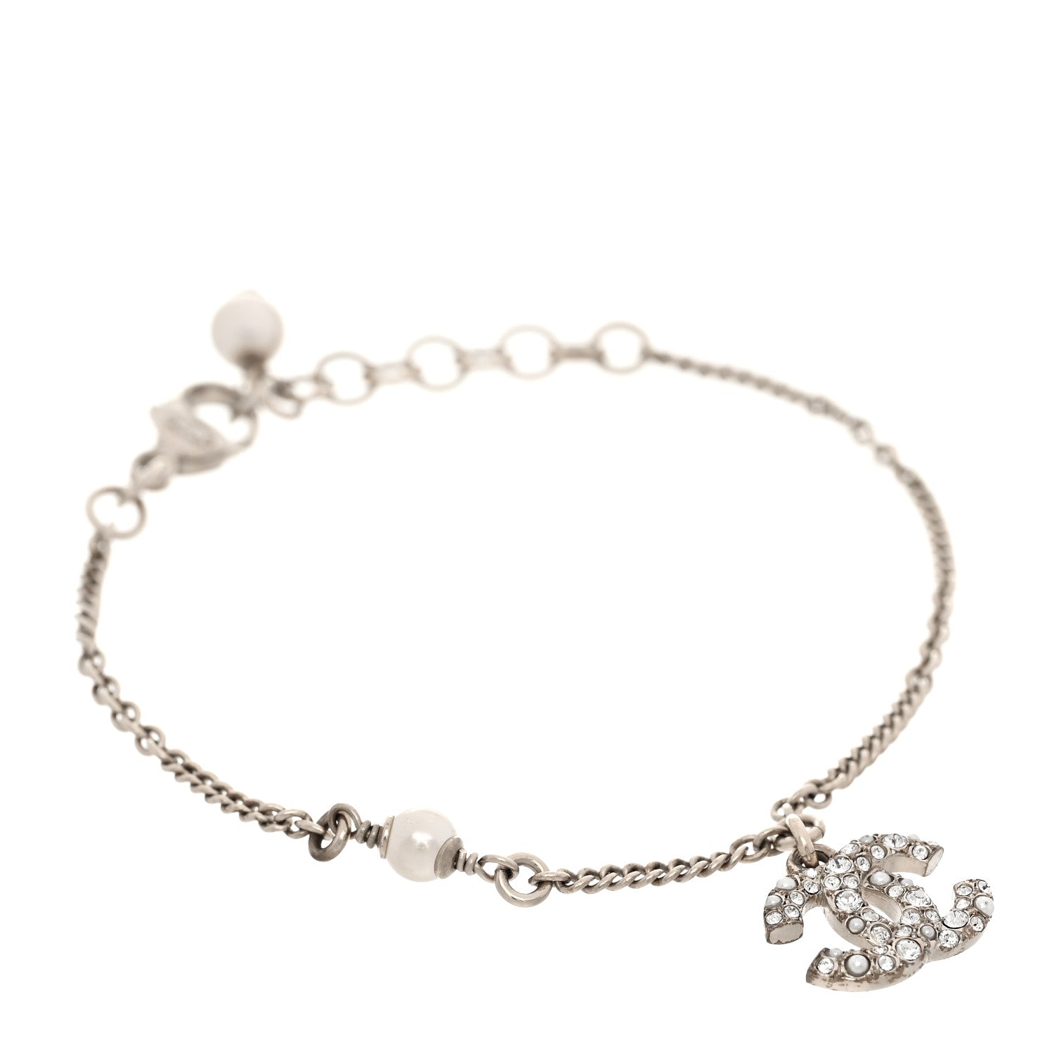 Pearl Crystal CC Bracelet Gold