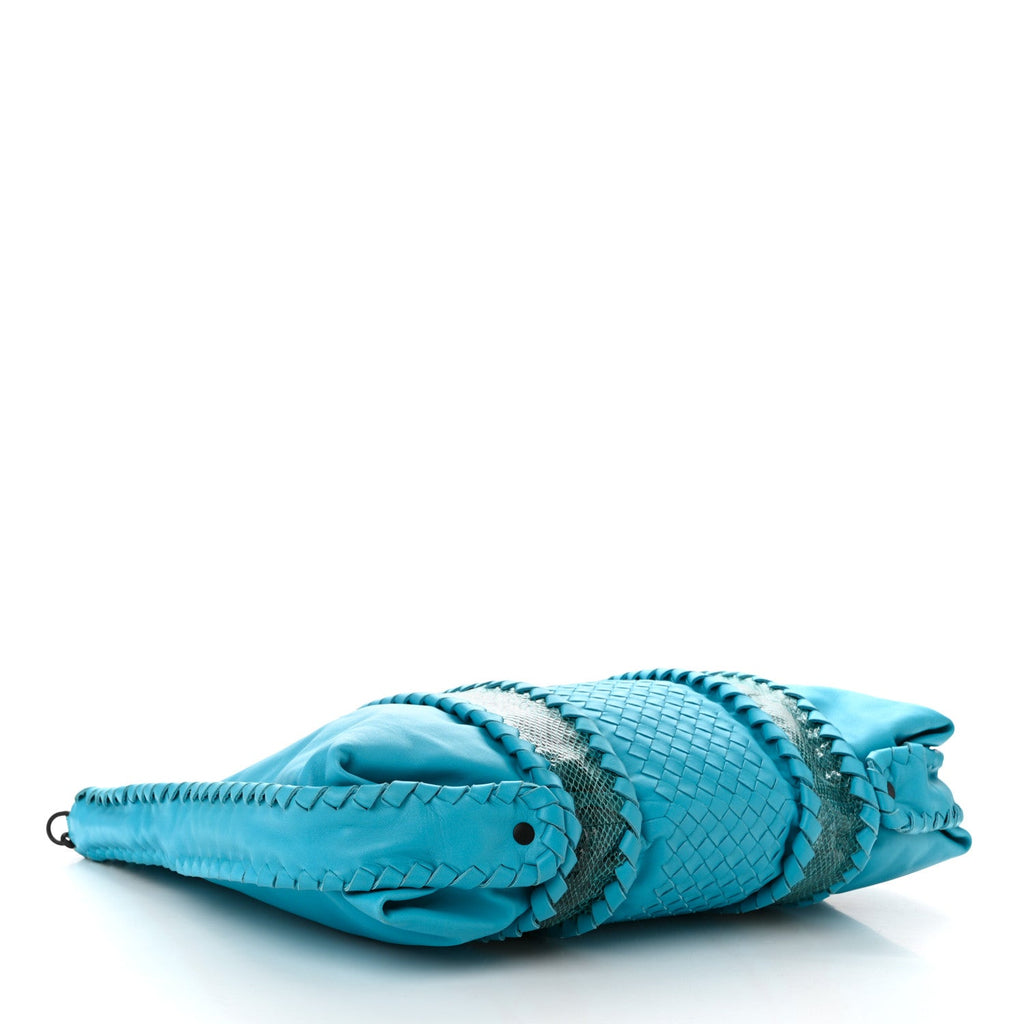 Nappa Intrecciato Ayers Convertible Tote Turquoise