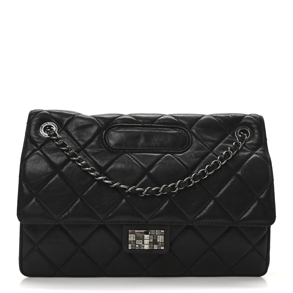 Washed Lambskin Jumbo Take Away Flap Black