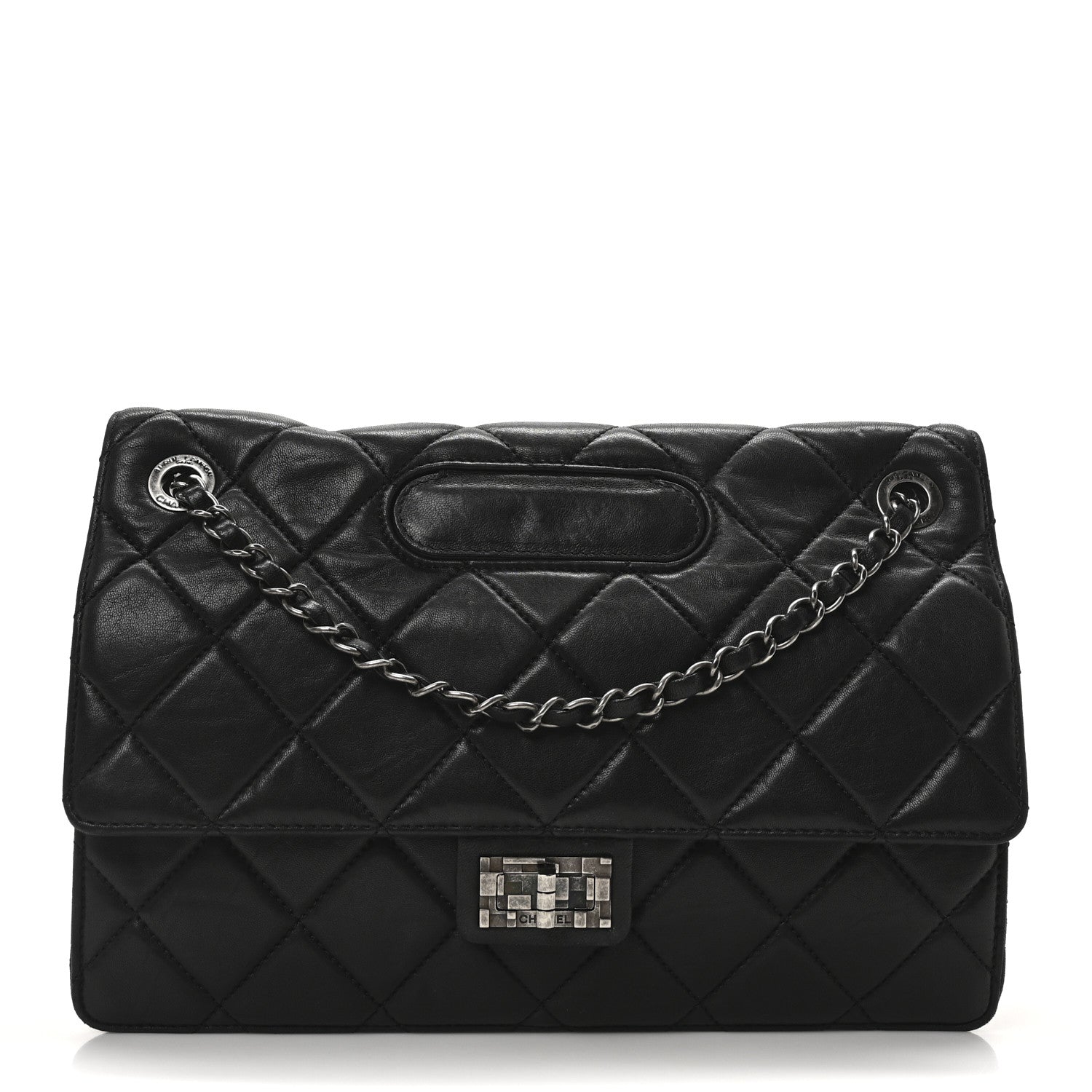 Washed Lambskin Jumbo Take Away Flap Black