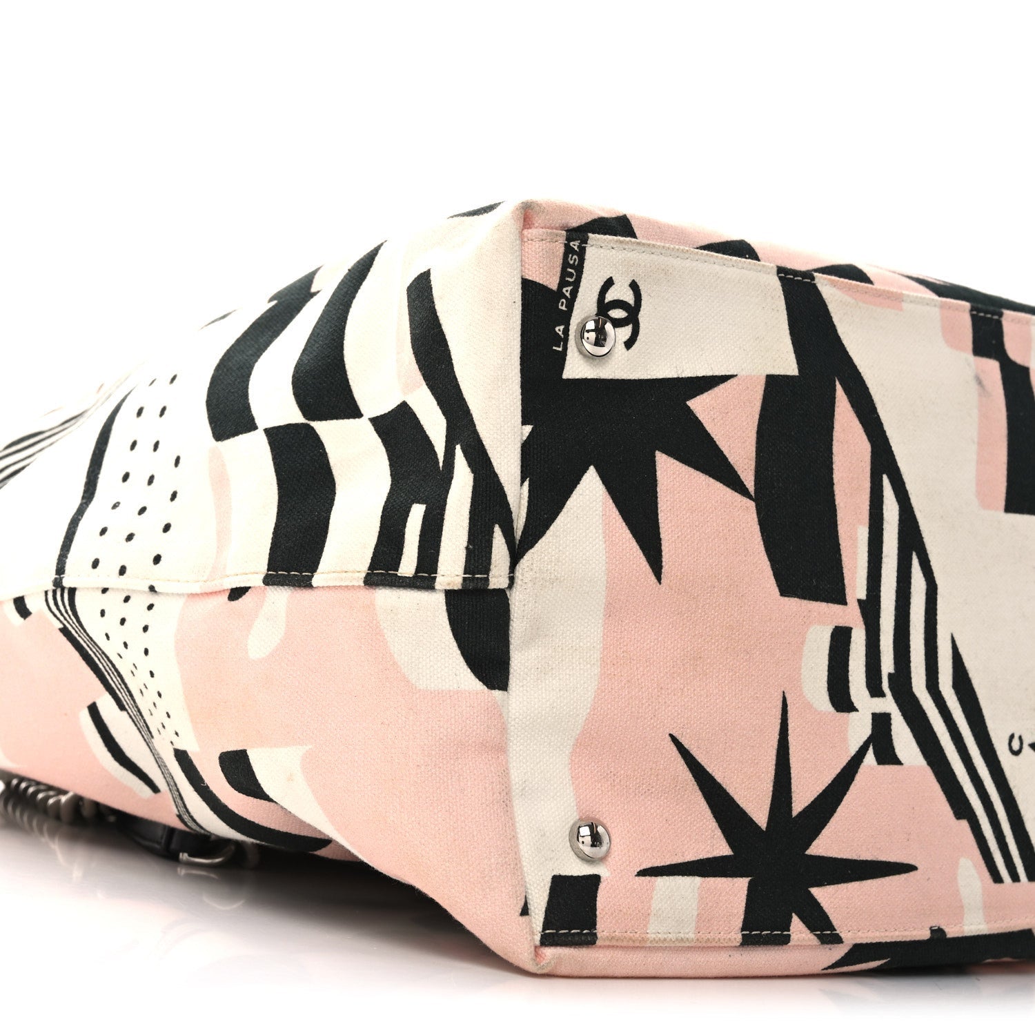 Canvas Cruise Print Tote Pink White Black
