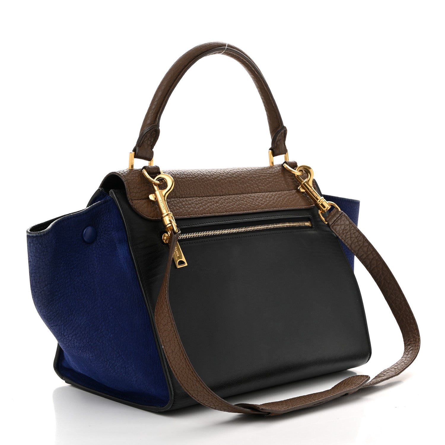 Bullhide Calfskin Nubuck Small Tri-Color Trapeze Coffee