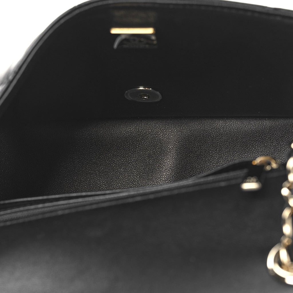 Lambskin Quilted Resin CC Mini Flap Bag Black White