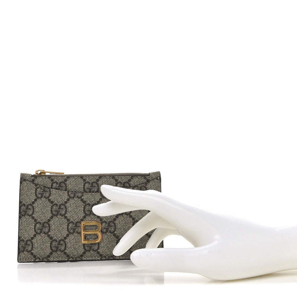 X BALENCIAGA GG Supreme Monogram Zip  Case Beige Ebony