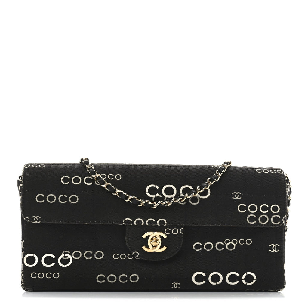 Canvas Square Quilted Coco East West Flap Black