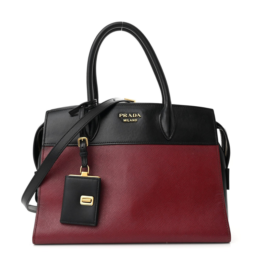 Saffiano City Calfskin Small Esplanade Tote Fuoco Black