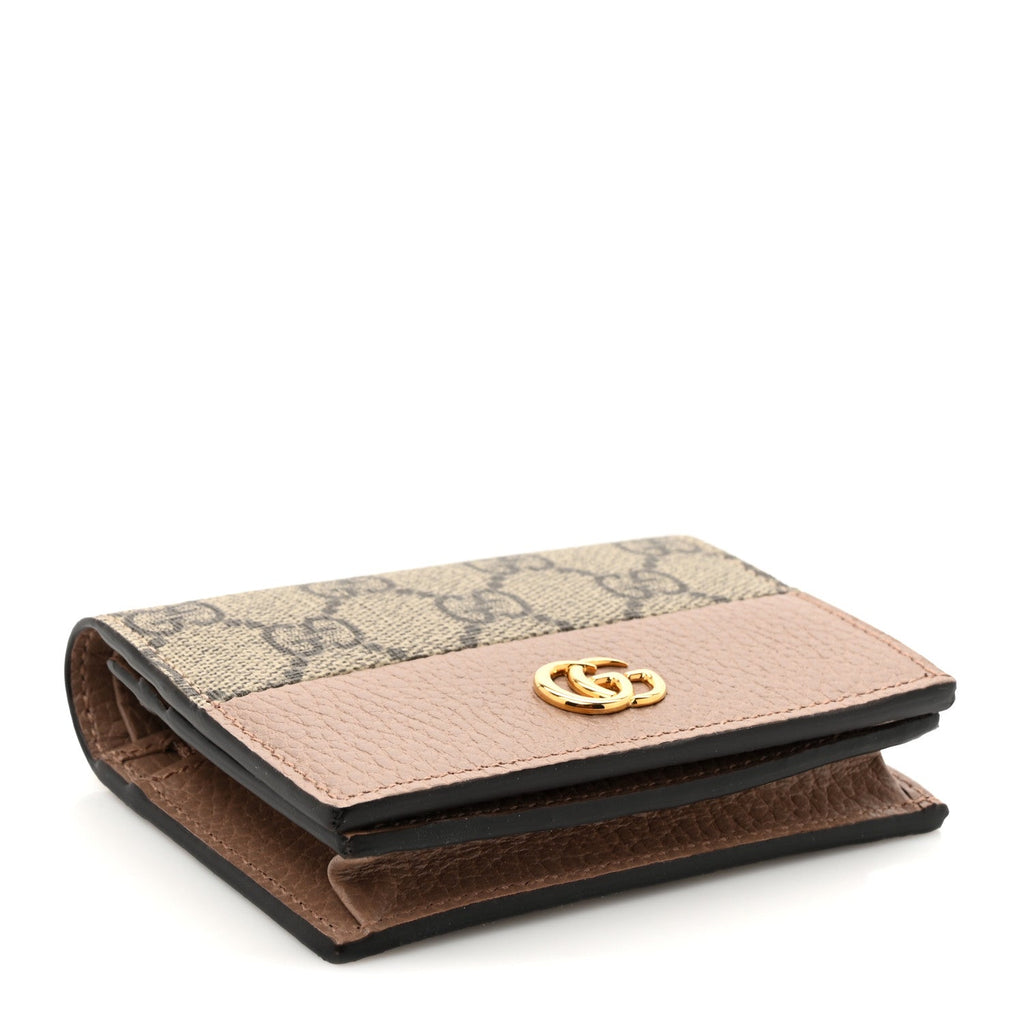 Dollar Calfskin GG Supreme Monogram GG Marmont  Case Porcelain Rose Beige Ebony