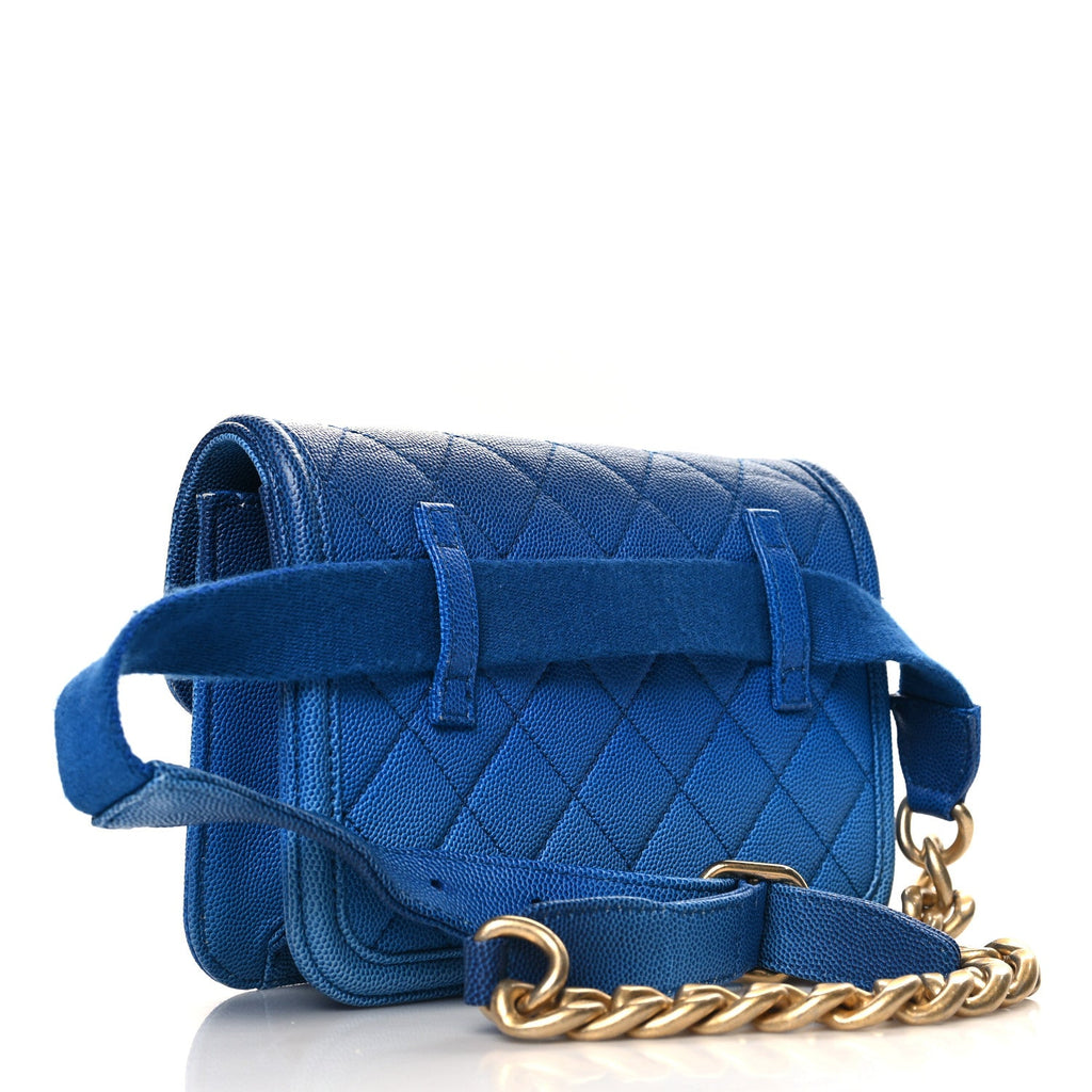Caviar Quilted Sunset On The Sea Waist Bag Blue
