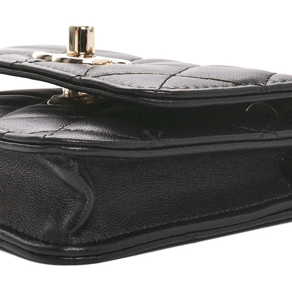 Lambskin Quilted Trendy CC  Holder On Chain Black